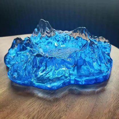 Frosty Mountain Glass Ashtray Decor
