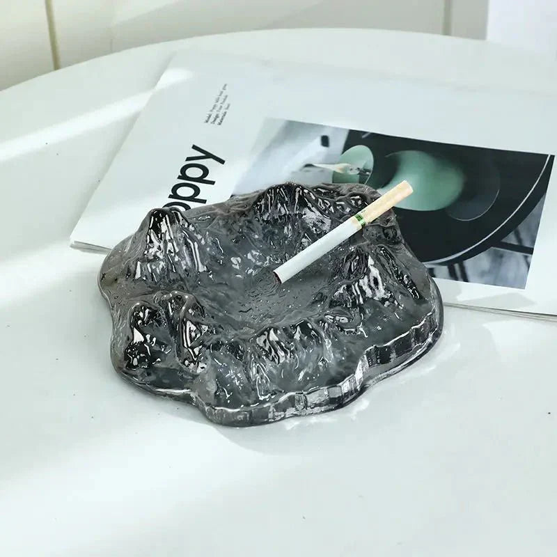 Frosty Mountain Glass Ashtray Decor