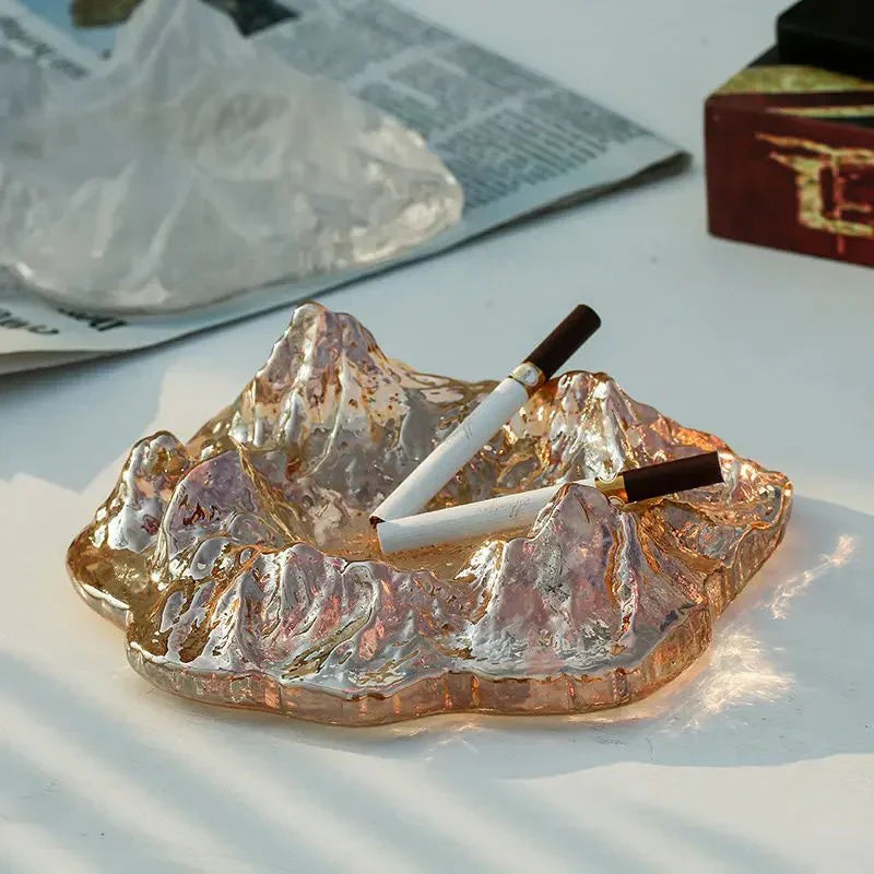 Frosty Mountain Glass Ashtray Decor