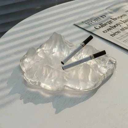 Frosty Mountain Glass Ashtray Decor