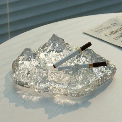 Frosty Mountain Glass Ashtray Decor