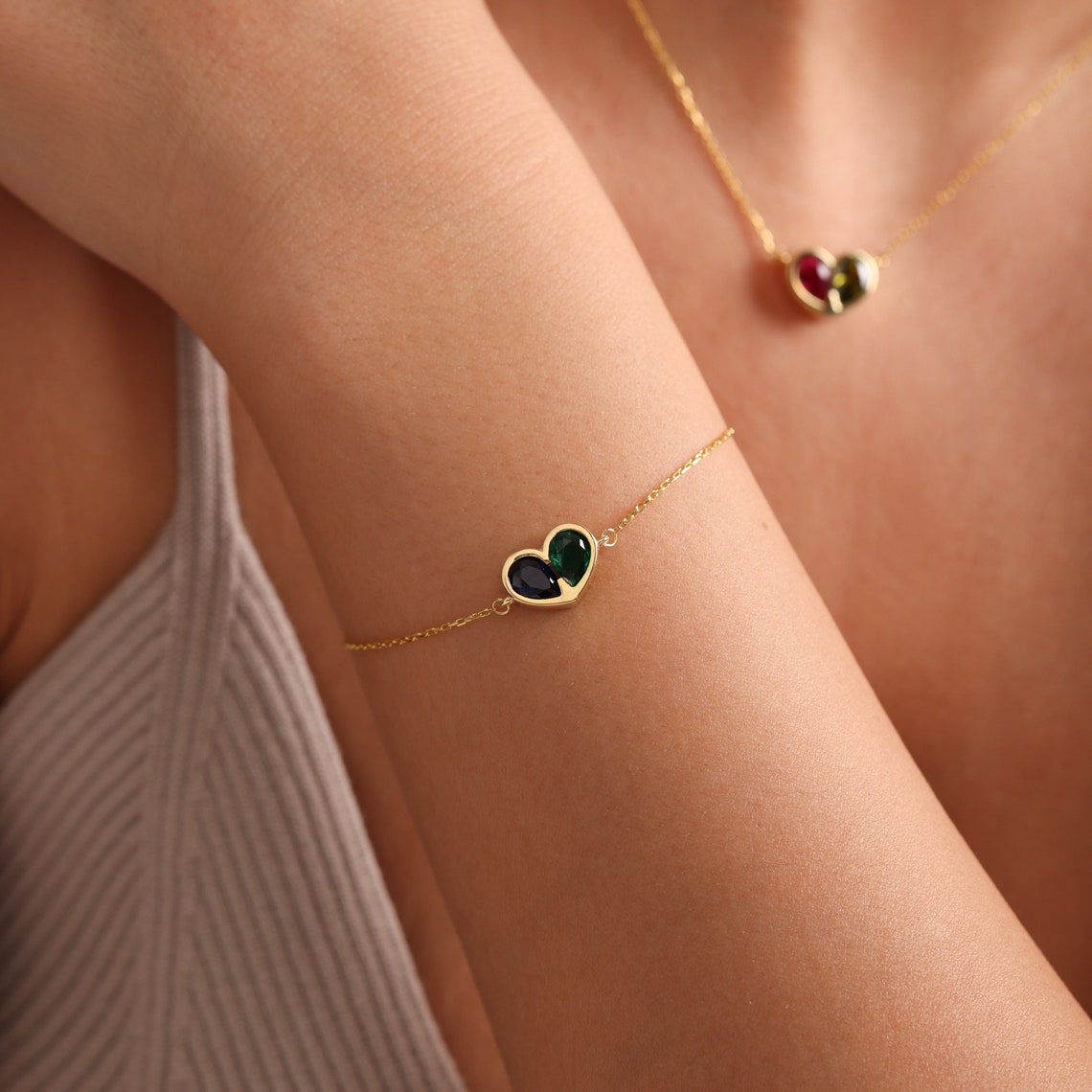 Eternal Love Birthstone Heart Necklace Set