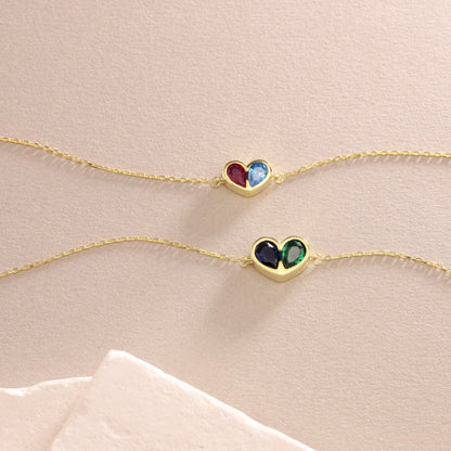 Eternal Love Birthstone Heart Necklace Set