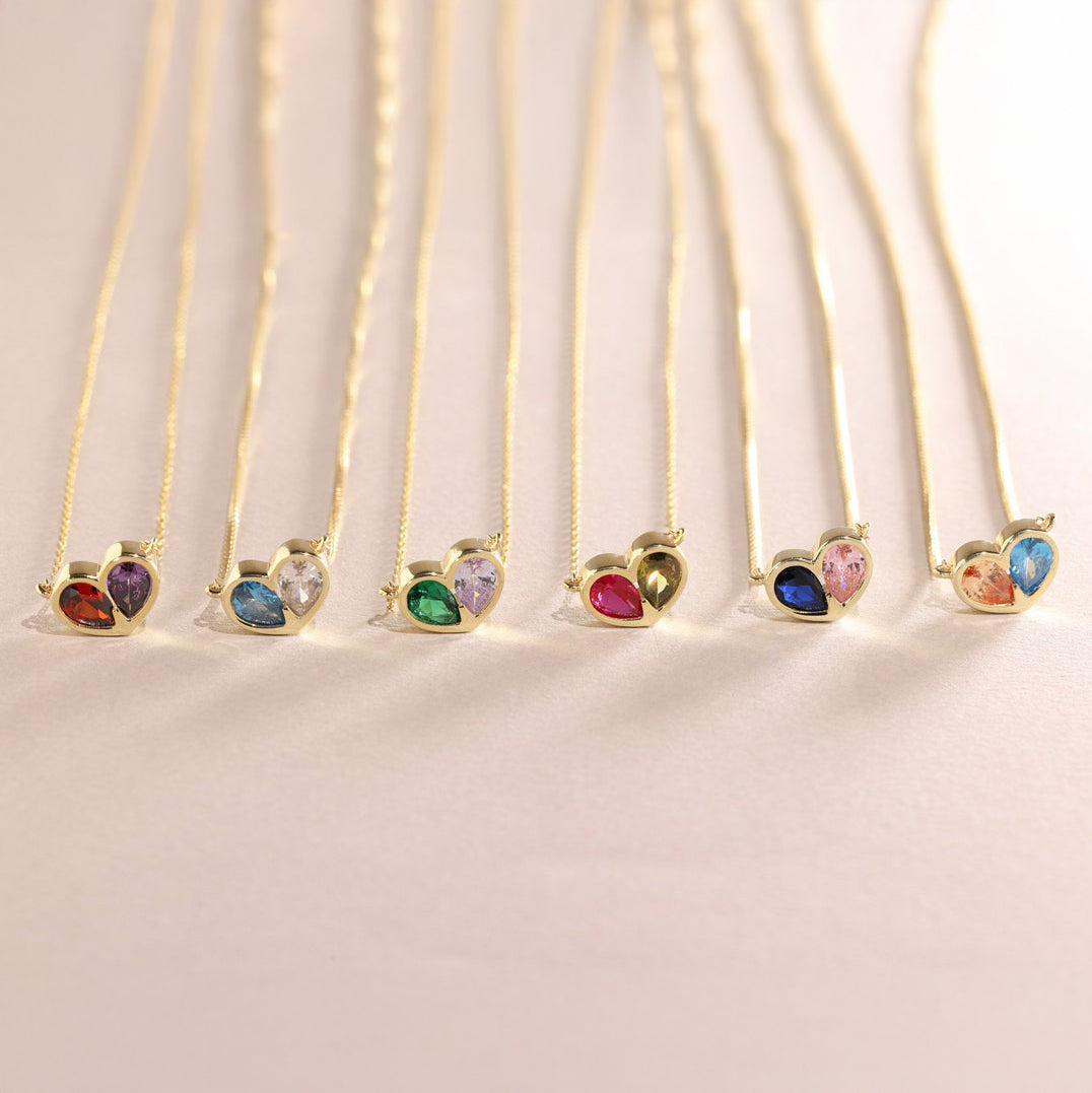 Eternal Love Birthstone Heart Necklace Set