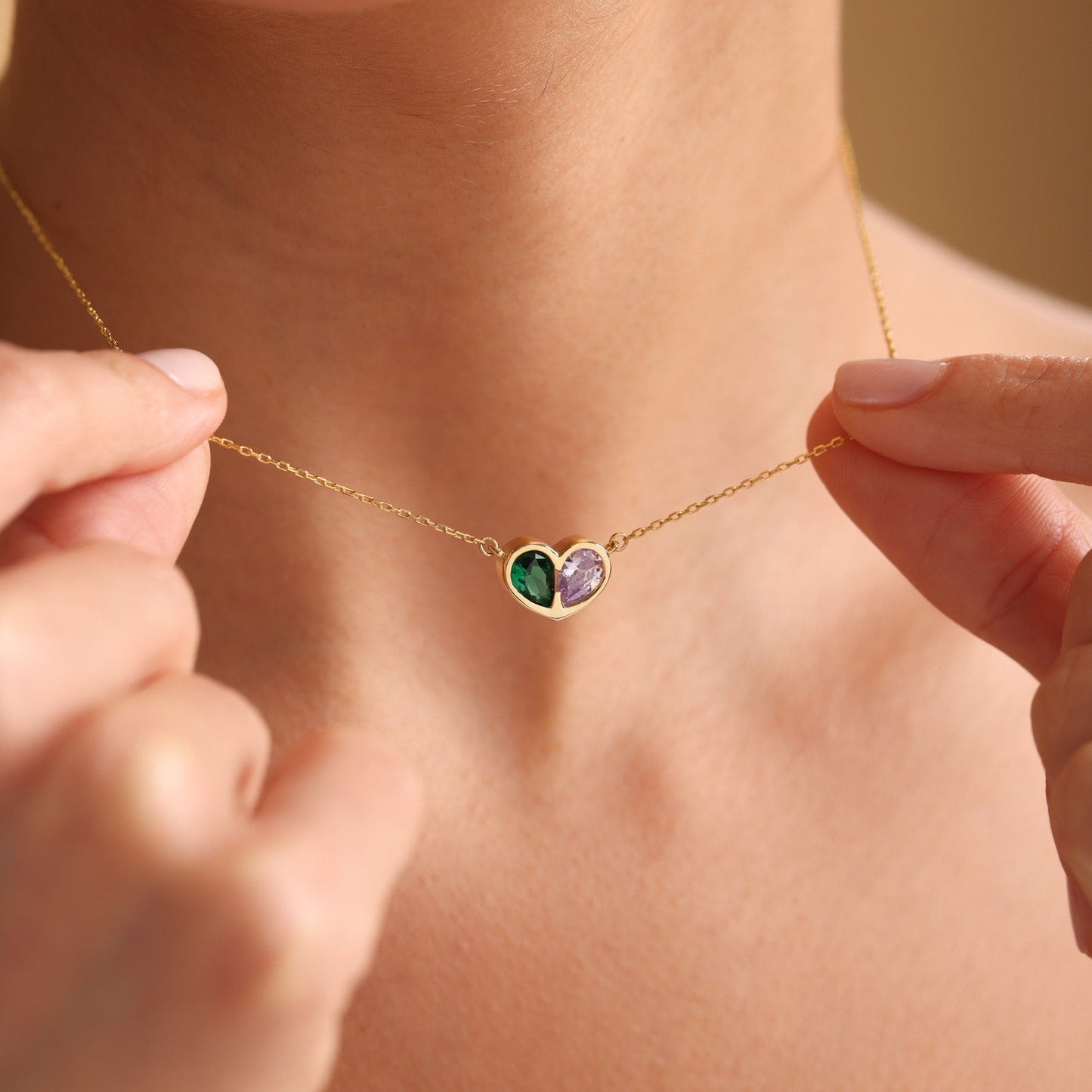 Eternal Love Birthstone Heart Necklace Set - Fesara