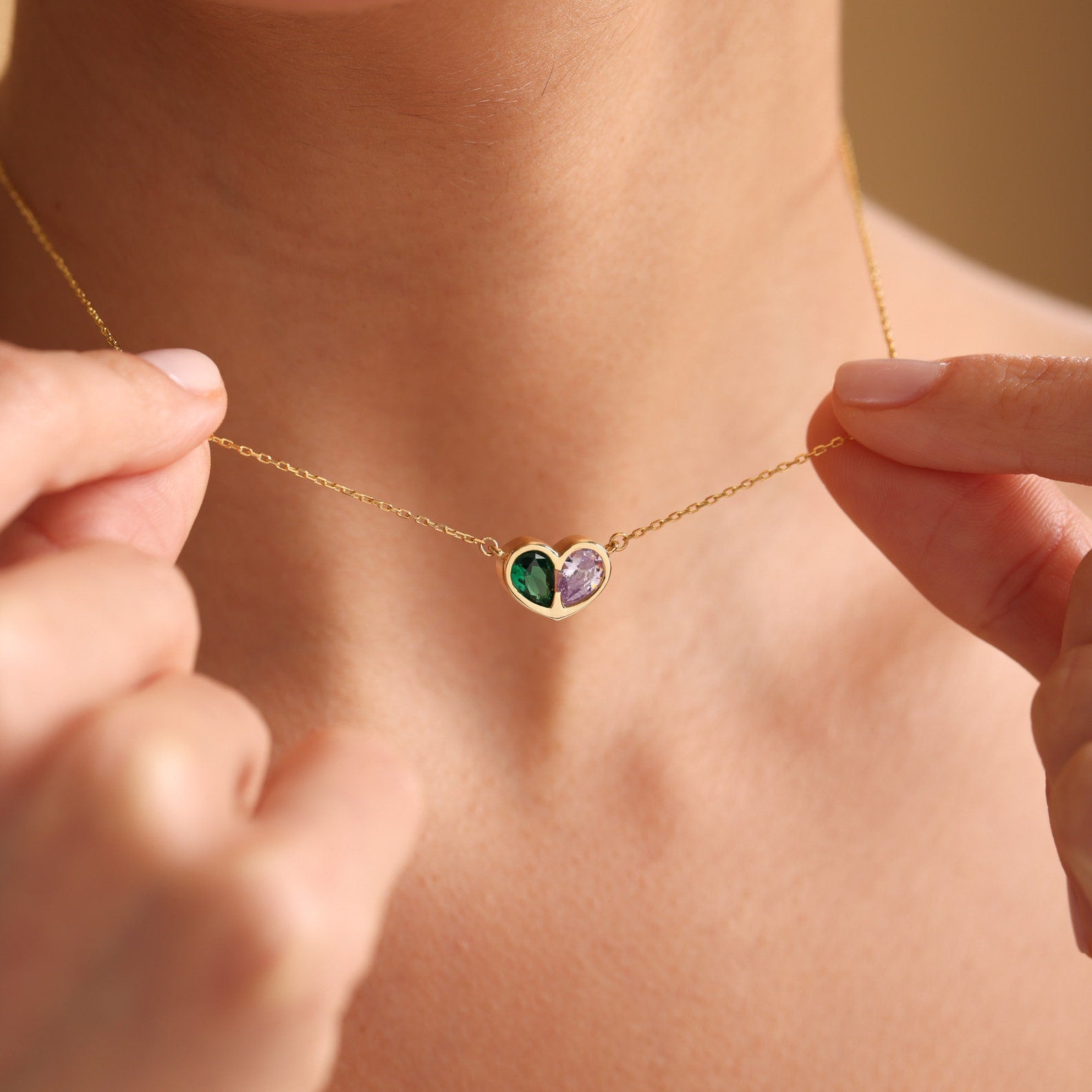 Eternal Love Birthstone Heart Necklace Set - Fesara