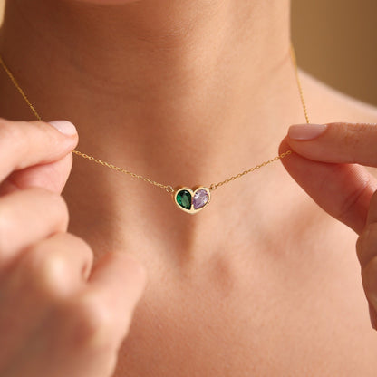 Eternal Love Birthstone Heart Necklace Set - Fesara