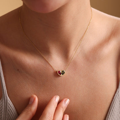 Eternal Love Birthstone Heart Necklace Set