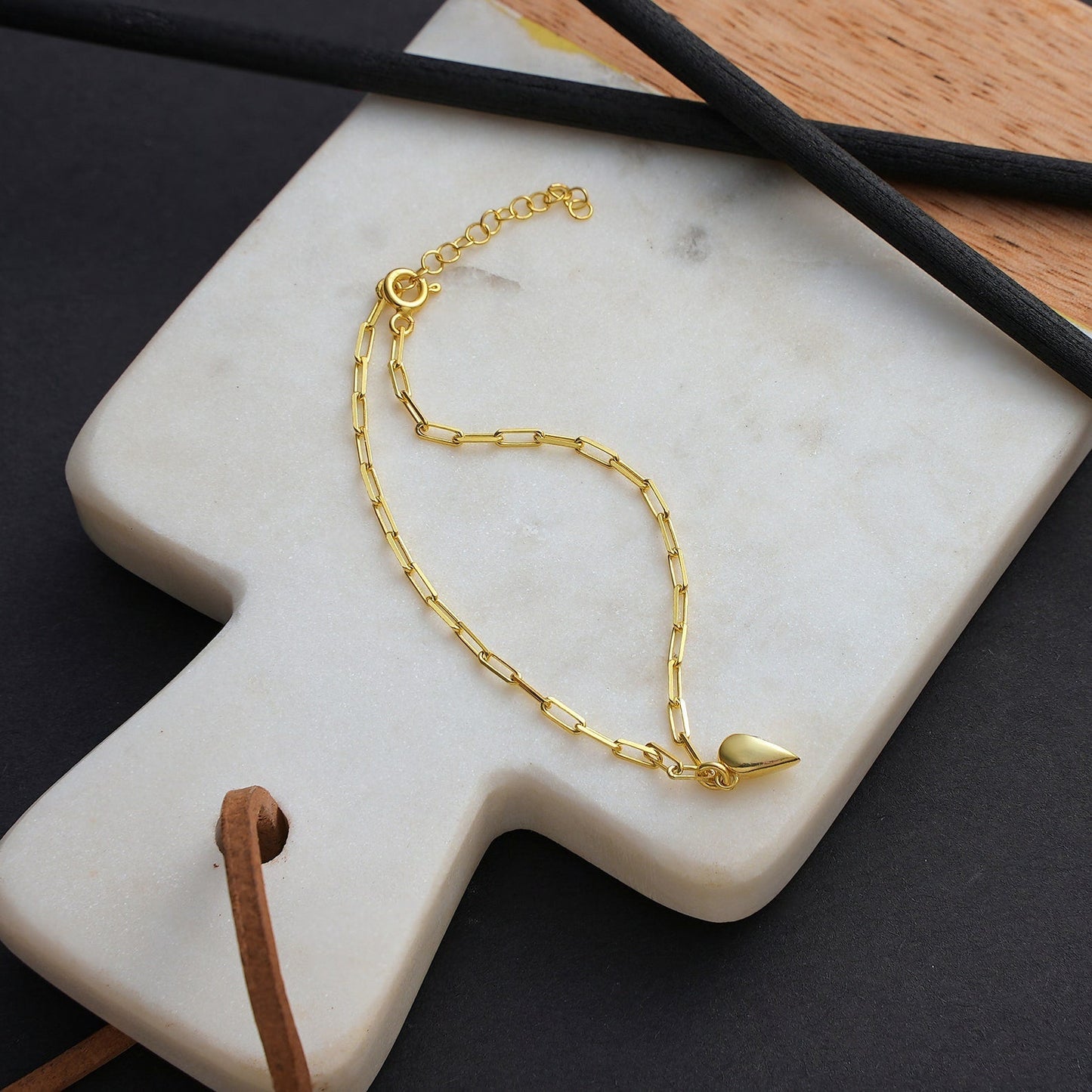 Romantic Magnetic Link Heart Charm Bracelet Set