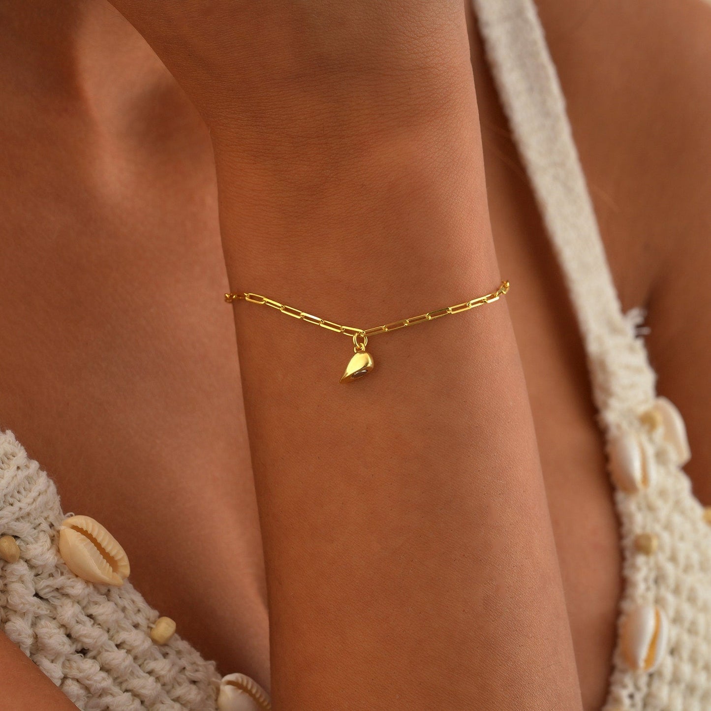 Romantic Magnetic Link Heart Charm Bracelet Set
