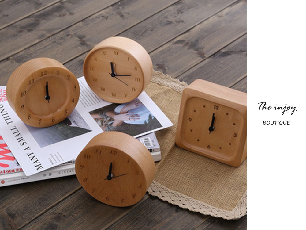 Simple Wooden Digital Alarm Clock for Bedside Table - Fesara