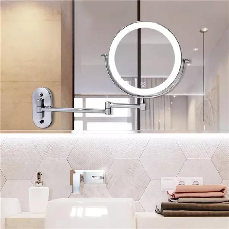 Modern LED Lighted Vanity Mirror with Chrome Border - Fesara