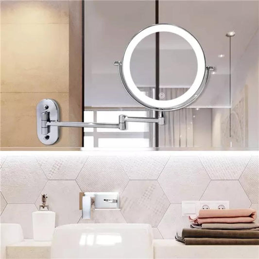 Modern LED Lighted Vanity Mirror with Chrome Border - Fesara