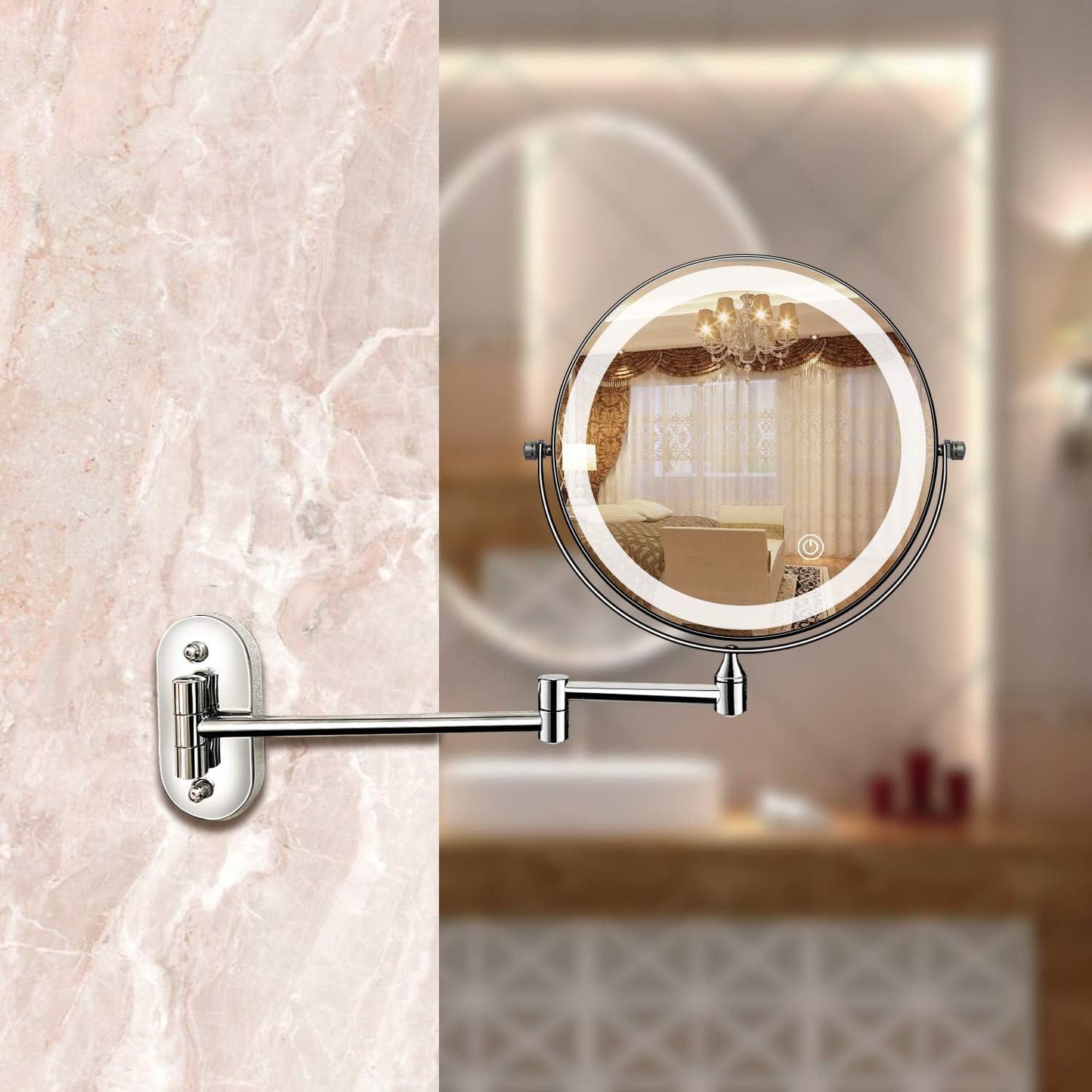 Modern LED Lighted Vanity Mirror with Chrome Border