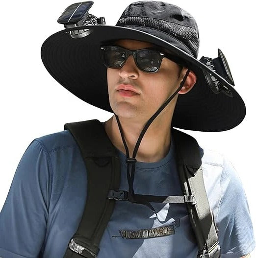 Cooling Solar Powered Sun Hat for Men with Dual Fans - Fesara