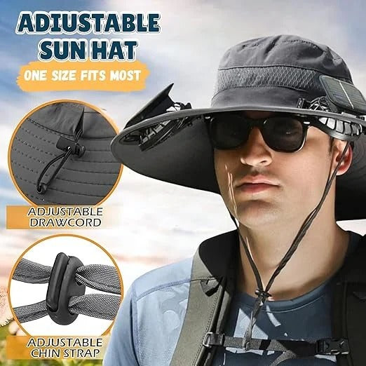 Cooling Solar Powered Sun Hat for Men with Dual Fans