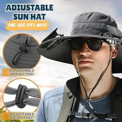 Cooling Solar Powered Sun Hat for Men with Dual Fans