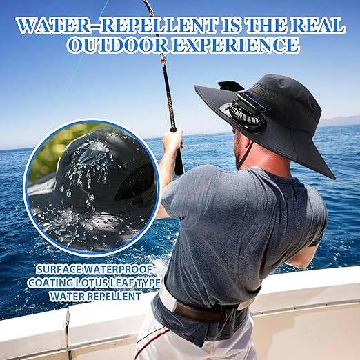 Cooling Solar Powered Sun Hat for Men with Dual Fans