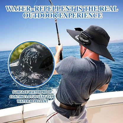 Cooling Solar Powered Sun Hat for Men with Dual Fans