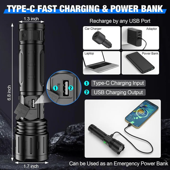 Bright Rechargeable LED Torch for Camping and Emergency
