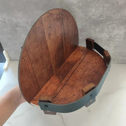 Reclaimed Wood Whiskey Barrel Shelf - Wall Mounted Bottle Rack