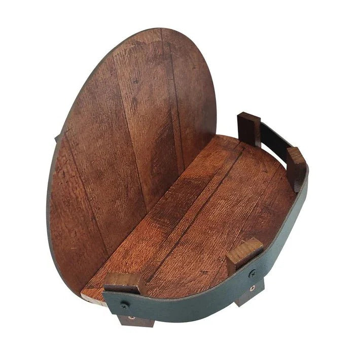 Reclaimed Wood Whiskey Barrel Shelf - Wall Mounted Bottle Rack