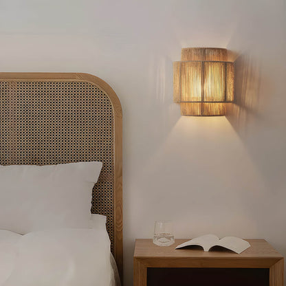 Simple LED Wall Lamp - Natural Fiber Shade & Soft Glow