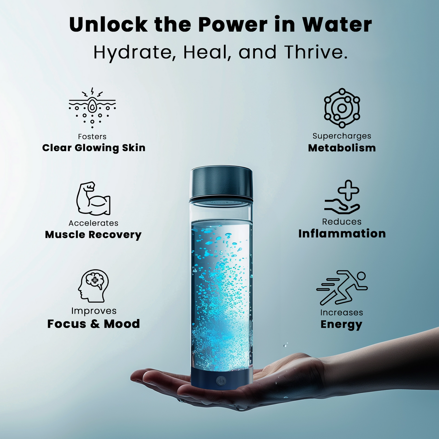 Portable Alkaline Water Bottle with USB Charging