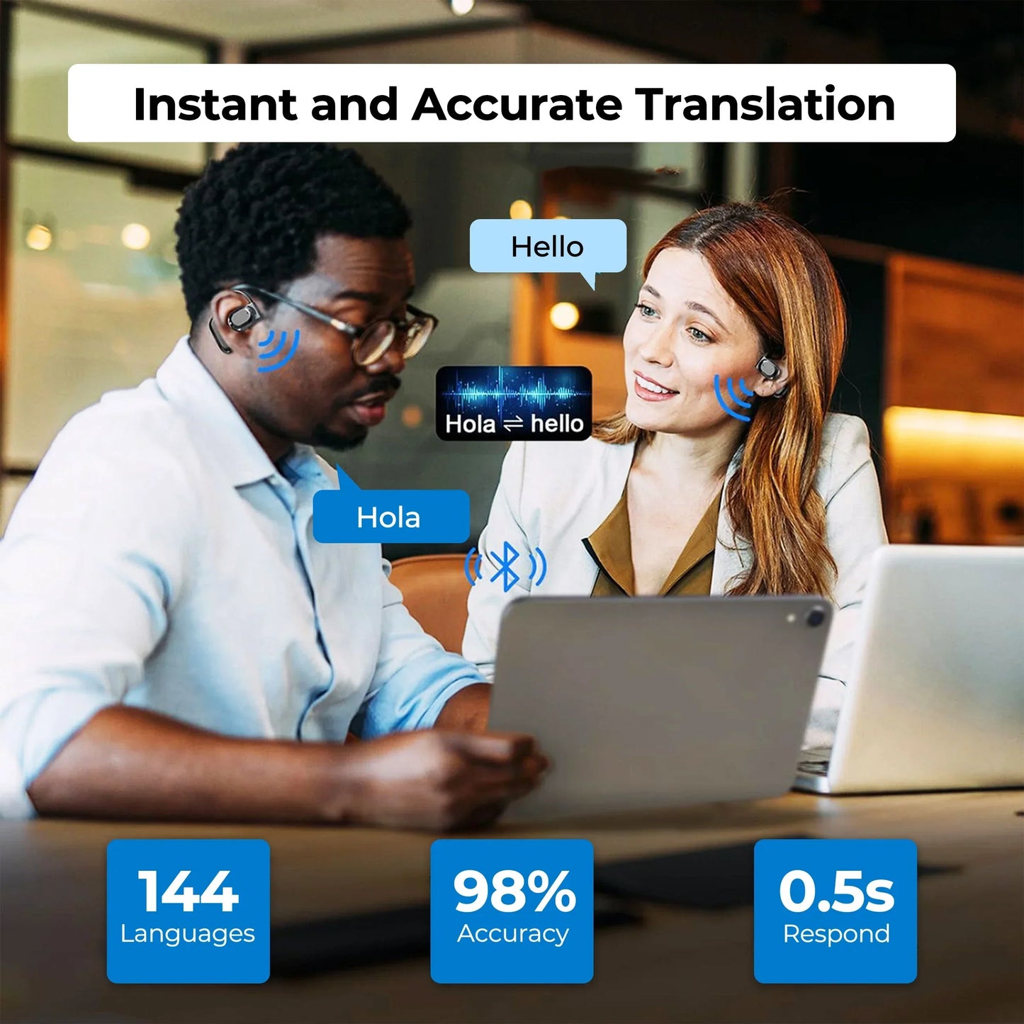 Wireless Universal Language Translator Earbuds