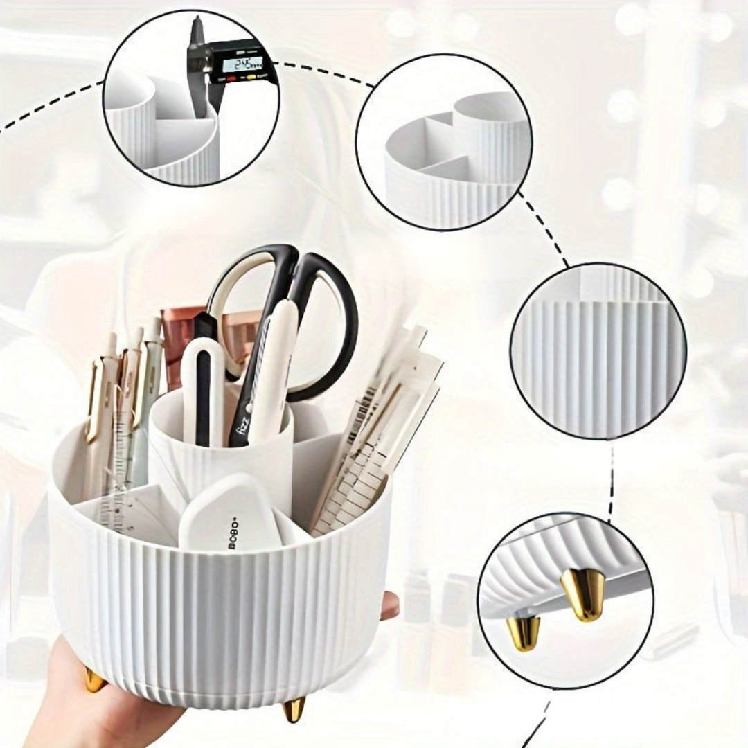 Rotating Makeup Storage with 5 Compartments