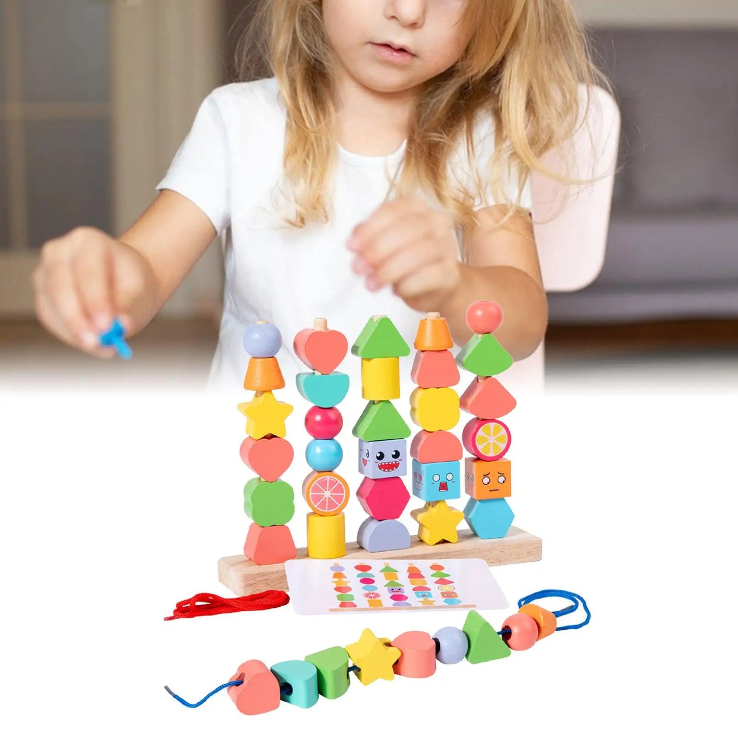 Educational Wooden Building Blocks with Bright Shapes