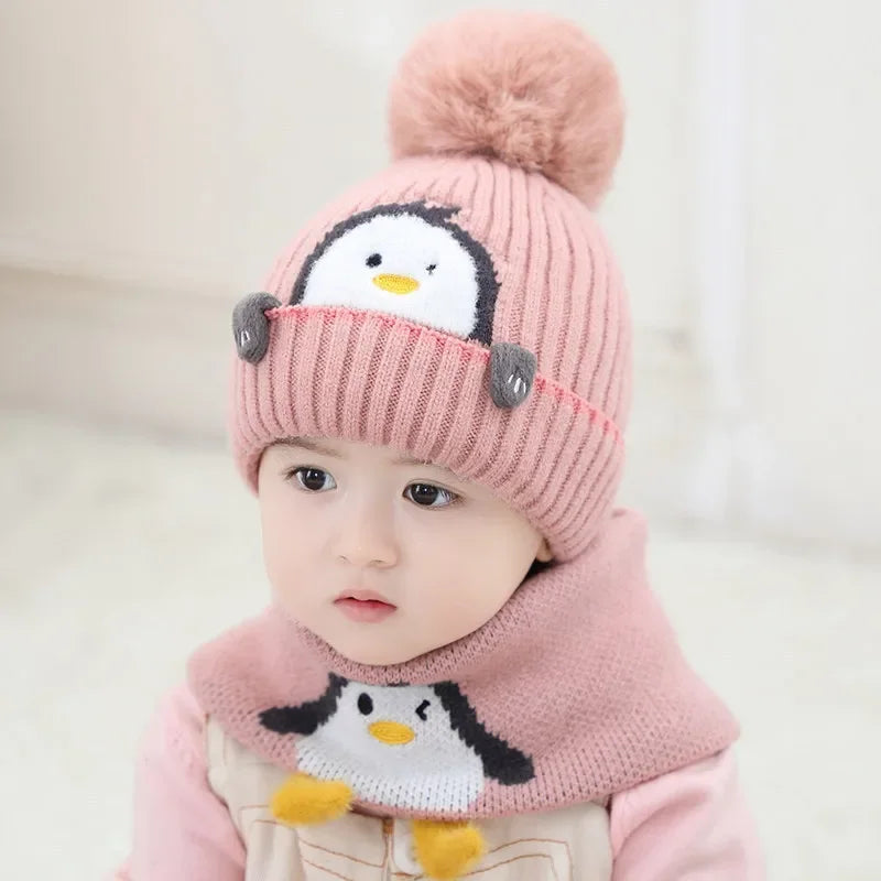 Cozy Animal Knit Hat and Scarf Set for Children