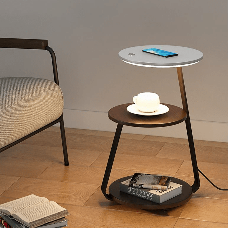Space Saving Double Shelf Nightstand Lamp