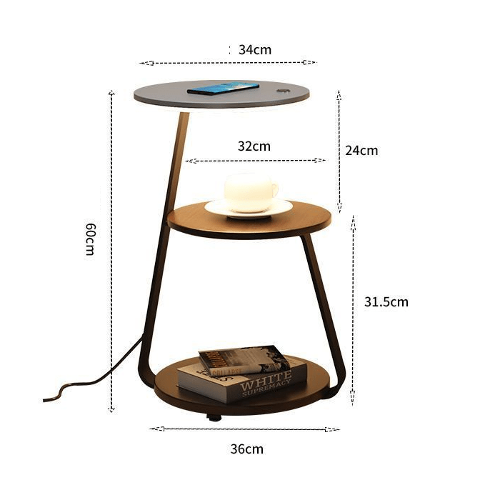 Space Saving Double Shelf Nightstand Lamp