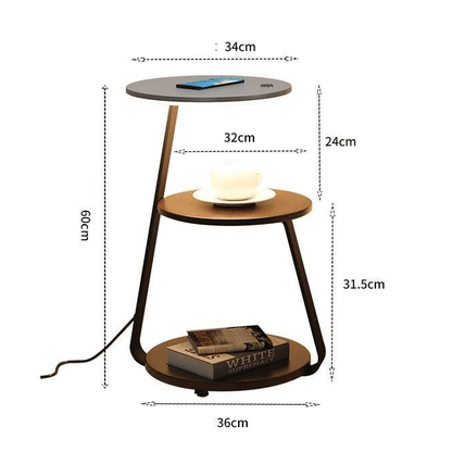 Space Saving Double Shelf Nightstand Lamp