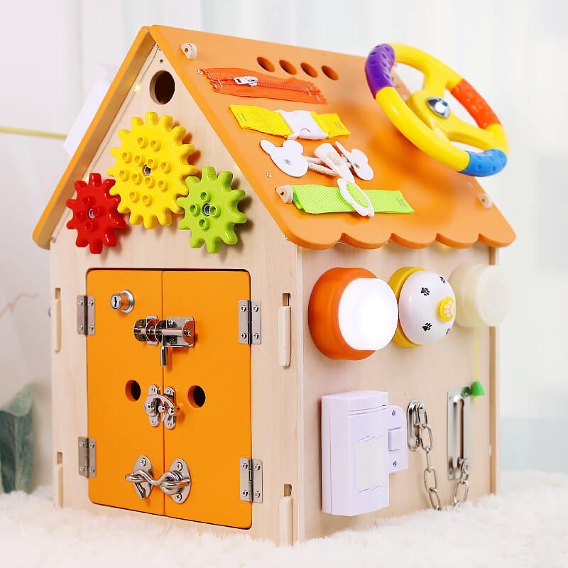 Natural Wood Learning House for Kids