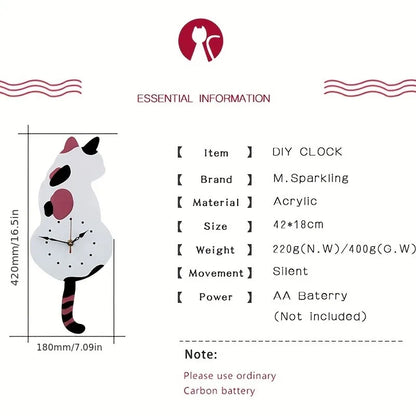 Stylish Black Kitten Wall Clock