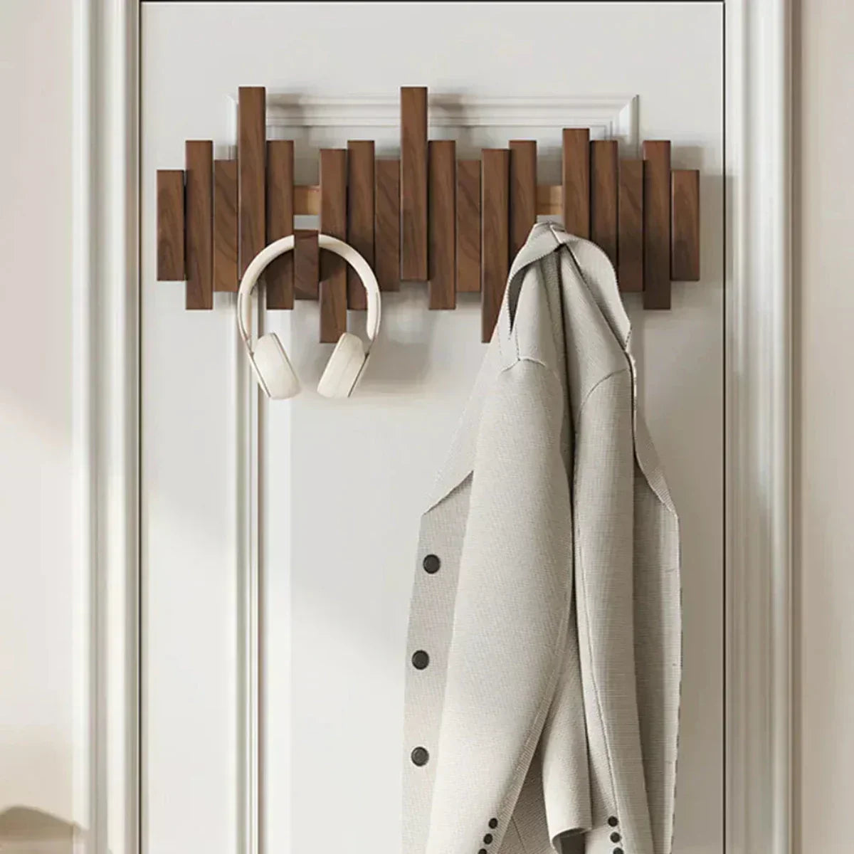 Natural Wood Wall Panel for Entryway Organization - Fesara