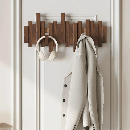 Modern Wooden Coat Hook Rack with Shelf - Fesara