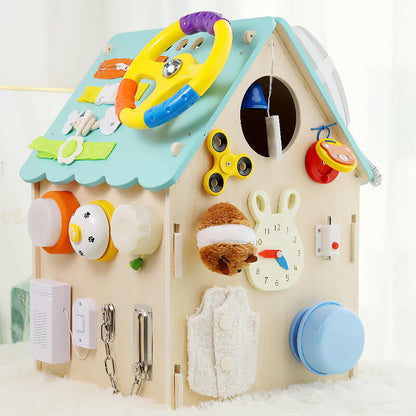 Natural Wood Learning House for Kids