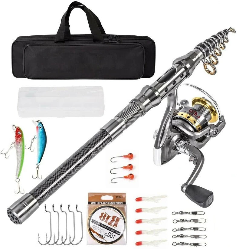 Compact Travel Fishing Rod Reel Combo Set