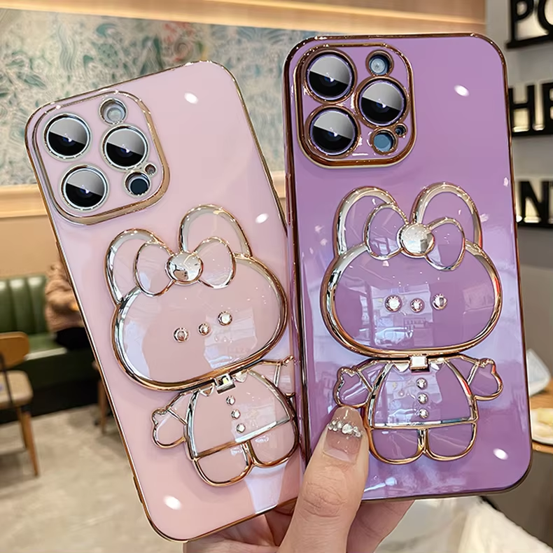 Cute 3D Rabbit Mirror Phone Case