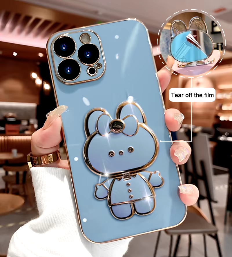 Cute 3D Rabbit Mirror Phone Case