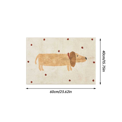 Cute Dachshund Plush Kids Bedroom Rug