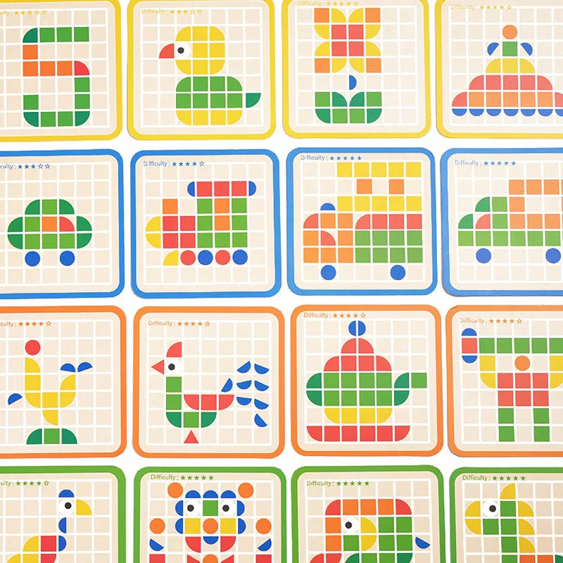 Colorful Wooden Brain Teaser Puzzle Set
