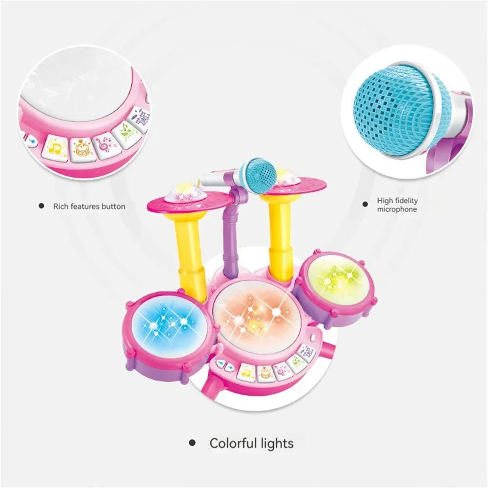 Kids Electronic Drum Kit with Lights and Music Sounds
