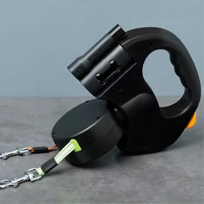 Easy Walk Double Dog Leash with LED Flashlight & Rotating Clip - Fesara