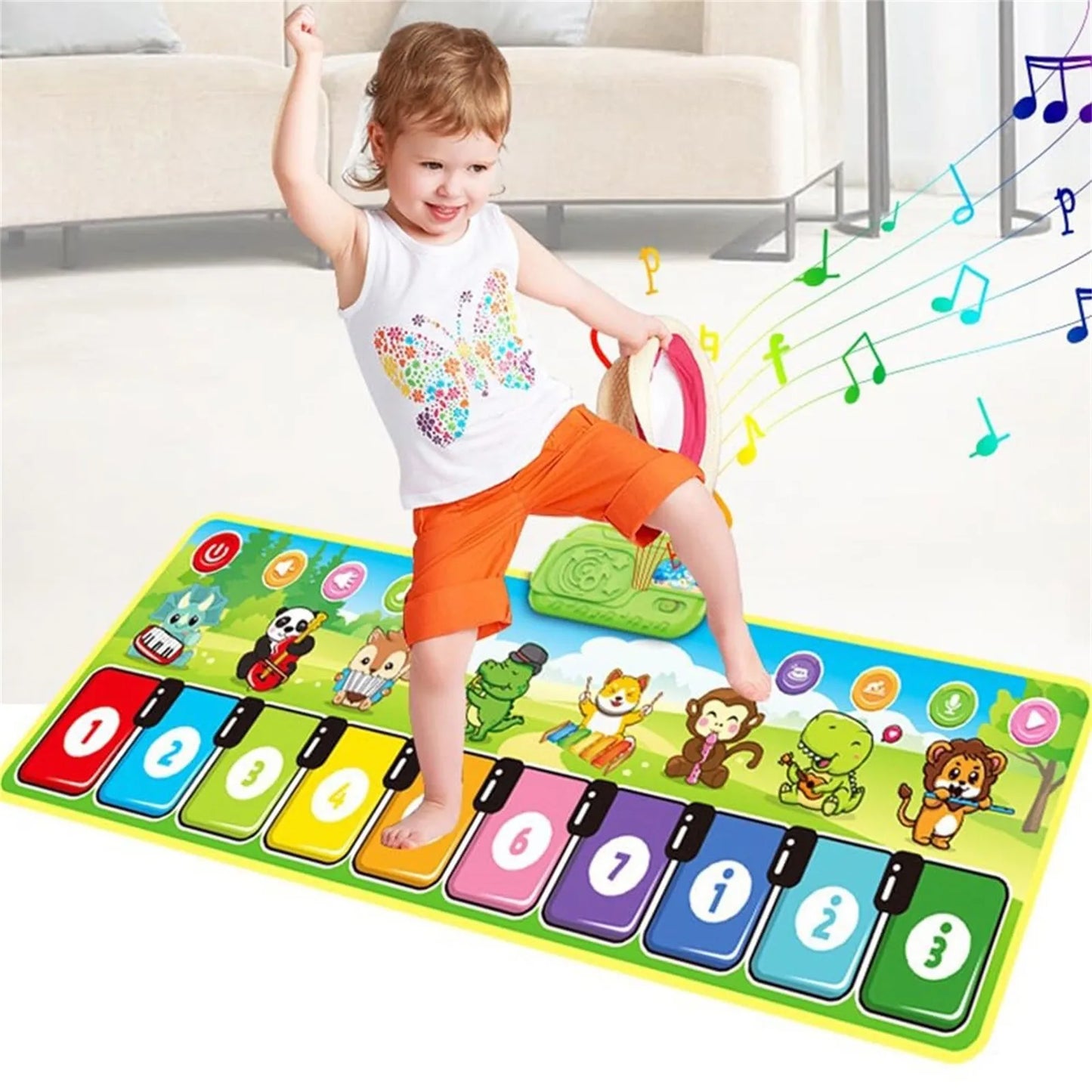Fun Kids Piano Playmat with 8 Musical Instrument Sounds