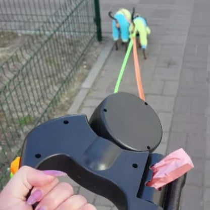 Easy Walk Double Dog Leash with LED Flashlight & Rotating Clip