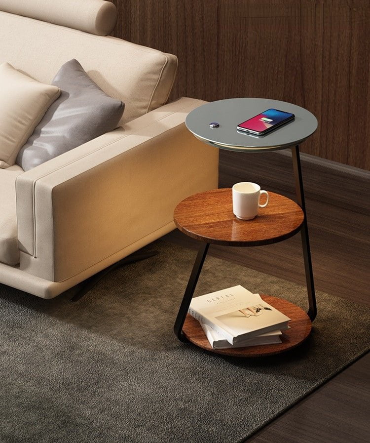 Space Saving Double Shelf Nightstand Lamp
